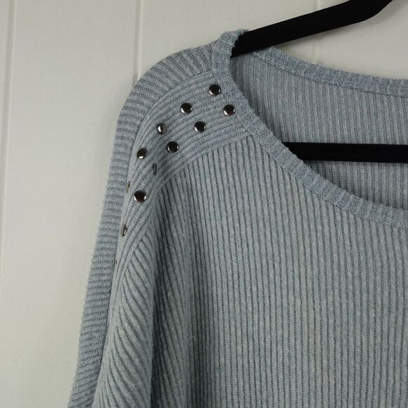 New York Laundry Dusty Blue Ribbed Sweater Metal Studs Size 2X - Picture 2 of 9